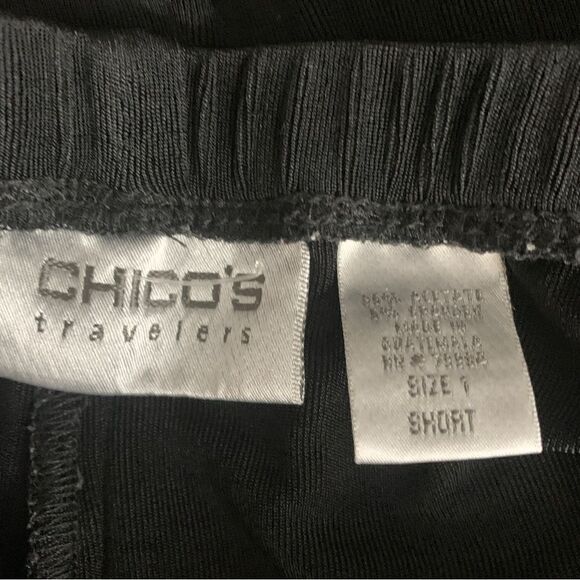 Chico’s Travelers Black Size 1 Short Wide Leg Pull On Travel Pants - Picture 7 of 8